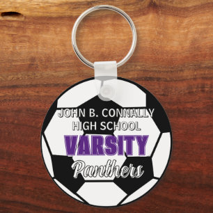 Purple Varsity Soccer Custom High School Keychain