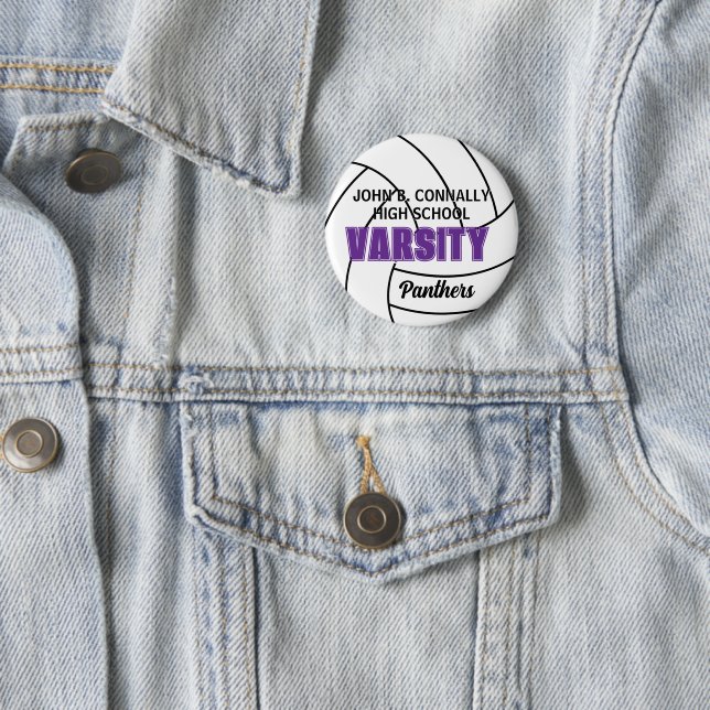 Purple Varsity Volleyball Custom High School Button (In Situ)