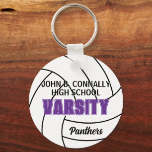 Purple Varsity Volleyball Custom High School Team Keychain