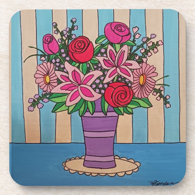 Purple Vase  Beverage Coaster (Front)