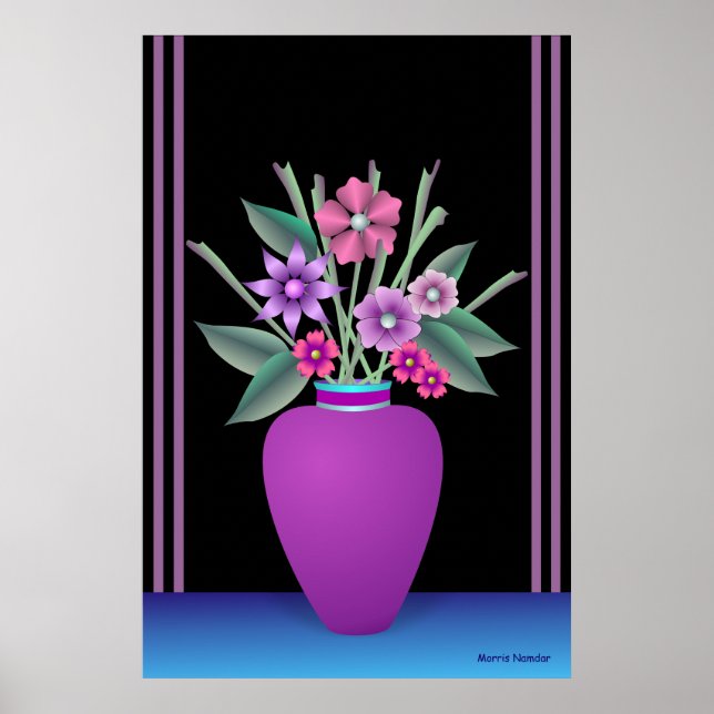 Purple Vase With Colorful Flowers Poster (Front)