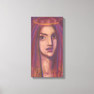 Purple Veil Eastern Orient Girl Portrait Painting Canvas Print