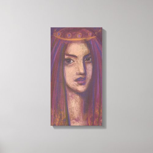 Purple Veil Eastern Orient Girl Portrait Painting  Canvas Print