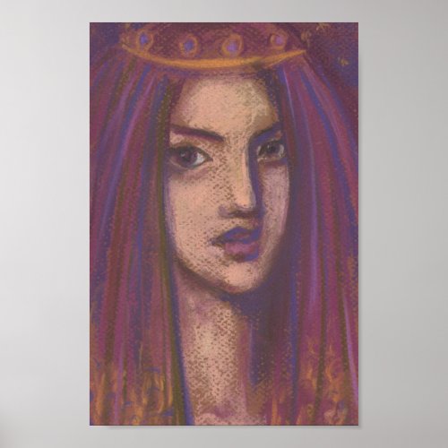 Purple Veil Eastern Orient Girl Portrait Painting Poster