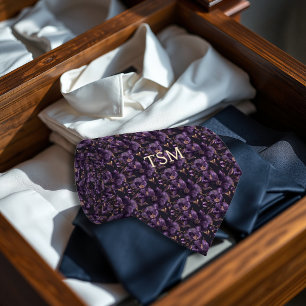 Purple Velvet Rugged Floral Monogram Initials Neck Tie
