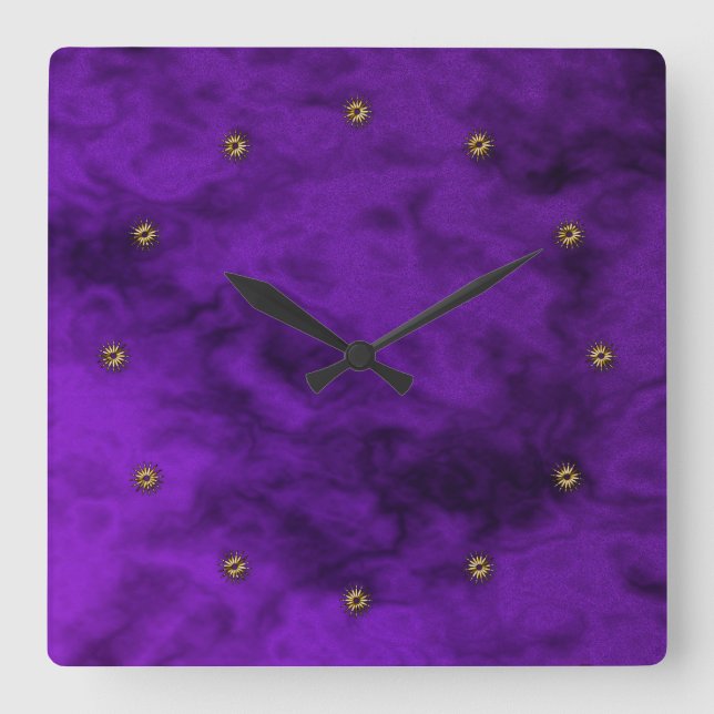 purple velvet square wall clock (Front)