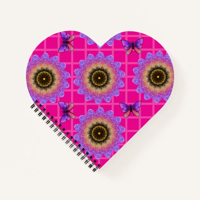 Purple Velvet Sunflower & Butterfly Pattern Notebook (Front)