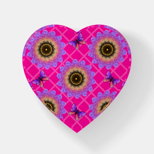 Purple Velvet Sunflower & Butterfly Pattern Paperweight (Front)