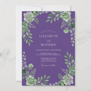 Purple Verdant Succulent Wedding Invitation