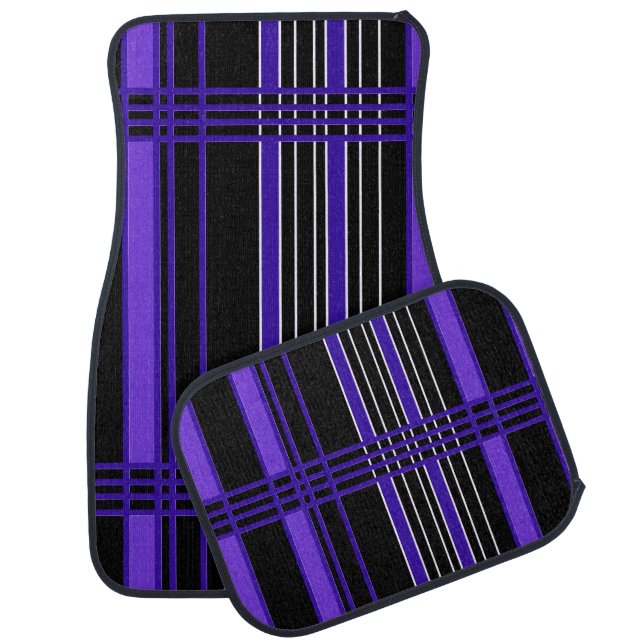 Purple Vertical Stripes Car Floor Mat (Set)