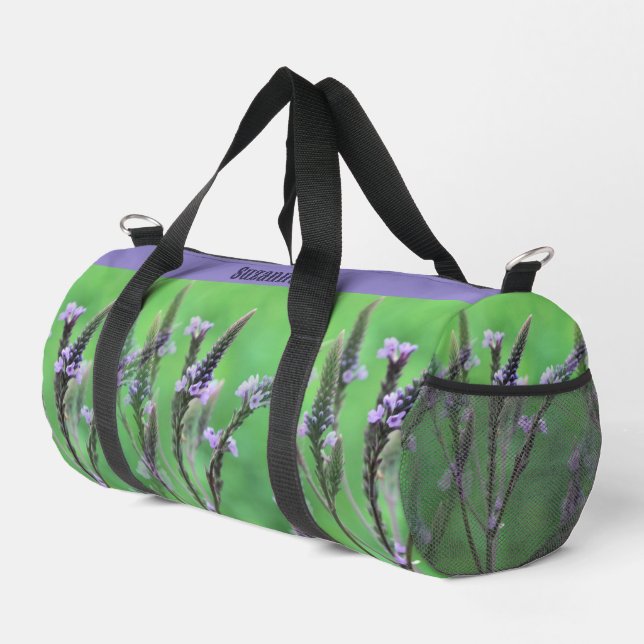 Purple Vervain Flowers Multiplied Personalized Duffle Bag (Right Corner)