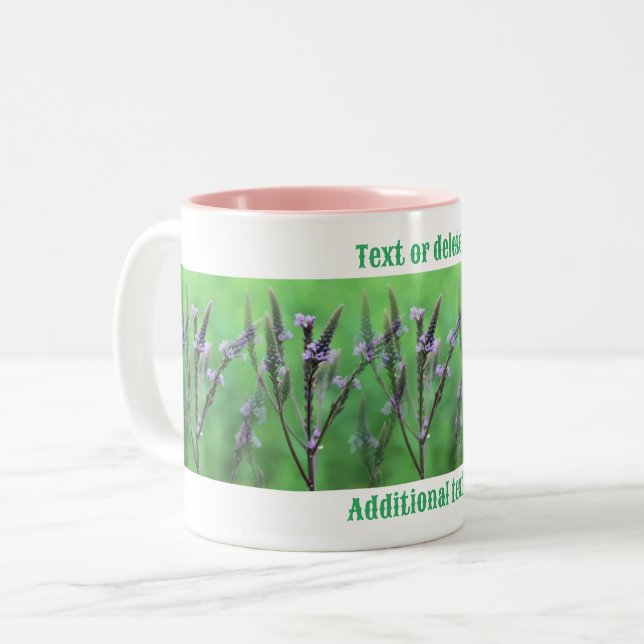 Purple Vervain Flowers Multiplied Personalized Two-Tone Coffee Mug (Front Left)