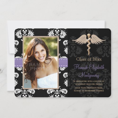 Purple Vet School Graduation Announcements Invites