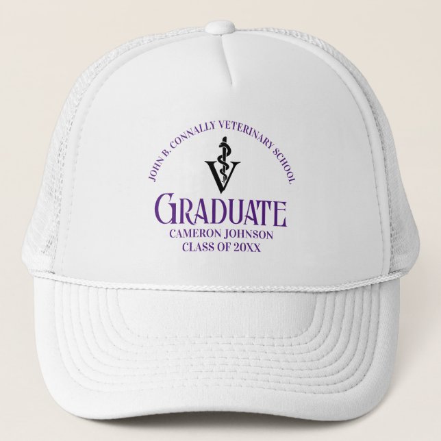 Purple Veterinary School Graduation Personalized Trucker Hat (Front)