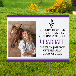 Purple Veterinary School Graduation Photo Yard Sign