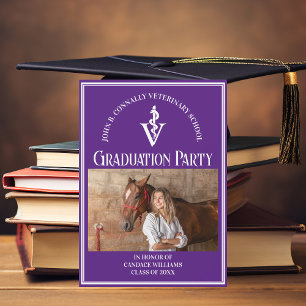 Purple Veterinary School Photo Graduation Party Invitation