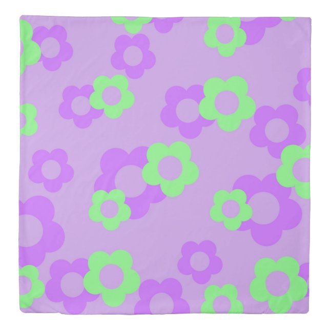 Purple Vibrant Y2K Wildflower Bold Spring Bedding Duvet Cover (Front)
