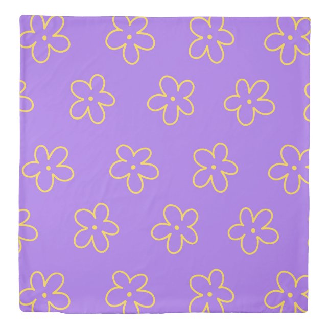 Purple Vibrant Y2K Wildflower Bold Spring Bedding Duvet Cover (Front)