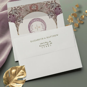 Art Deco Wedding Stamp with Gold Damask, Zazzle