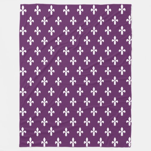 Purple Victorian Fleur de Lys Fleece Blanket