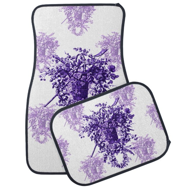 Purple Victorian "Floral Basket" Car Mat Set (Set)