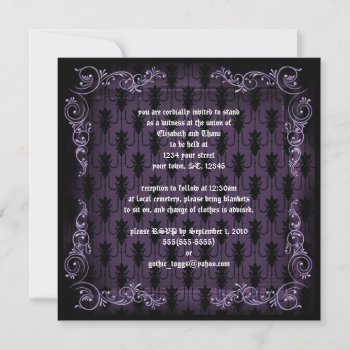 Purple Victorian Goth Print Invitation by gothicbusiness at Zazzle