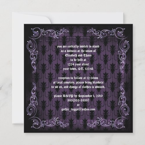 Purple Victorian Goth Print Invitation