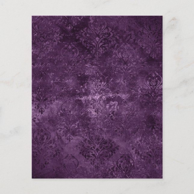 Purple Victorian Gothic Damask Scrapbook Paper (Front)