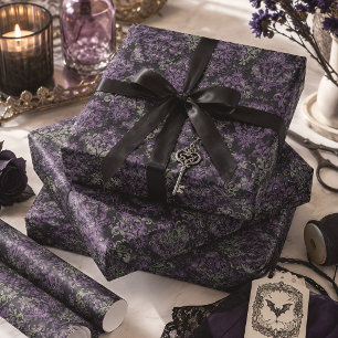 Purple Victorian Gothic Halloween Wrapping Paper Sheets