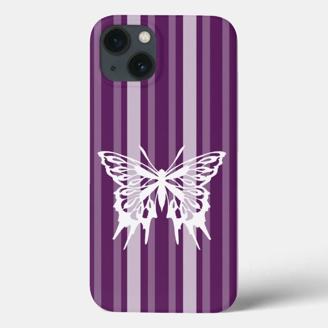 Purple Victorian Stripe with Butterfly Case-Mate iPhone Case (Back)