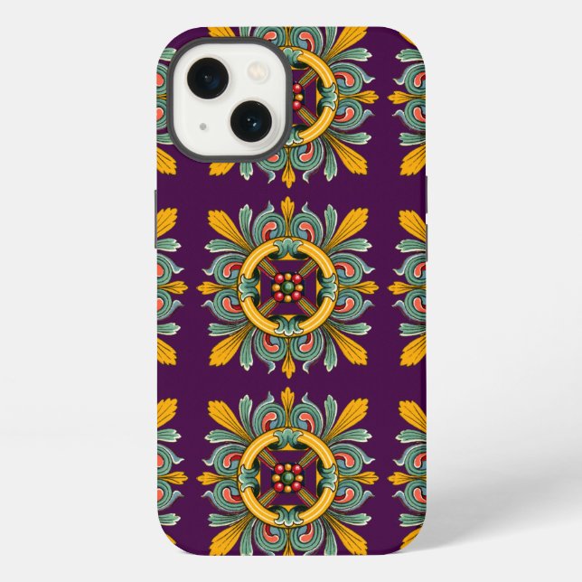 Purple Victorian Tile Design Iphone Case (Back)