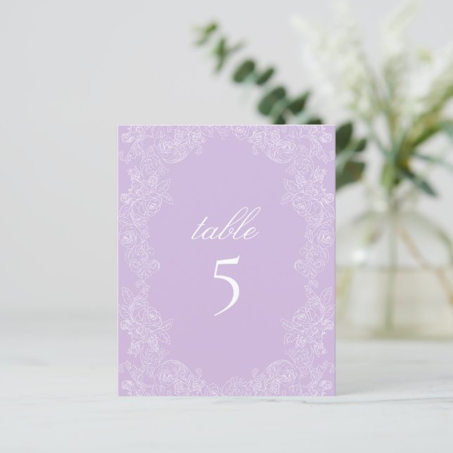Purple Victorian Wedding Table Number Sign (Standing Front)