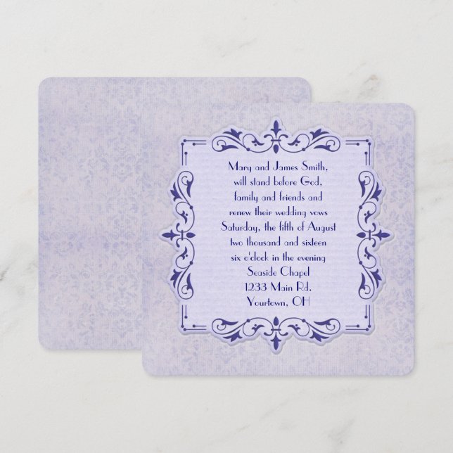 purple Victorian Wedding Vow Renewal Invitation (Front/Back)