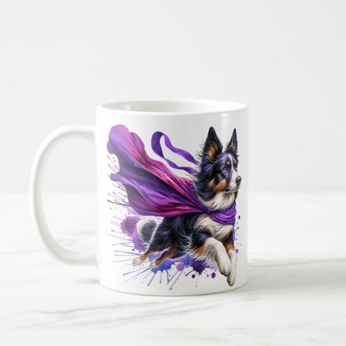 Purple Vigilance Superhero Border Collie Mug
