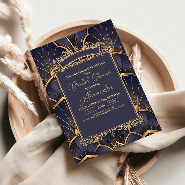Purple Vintage Art Deco Bridal Shower Invitation (Creator Uploaded)