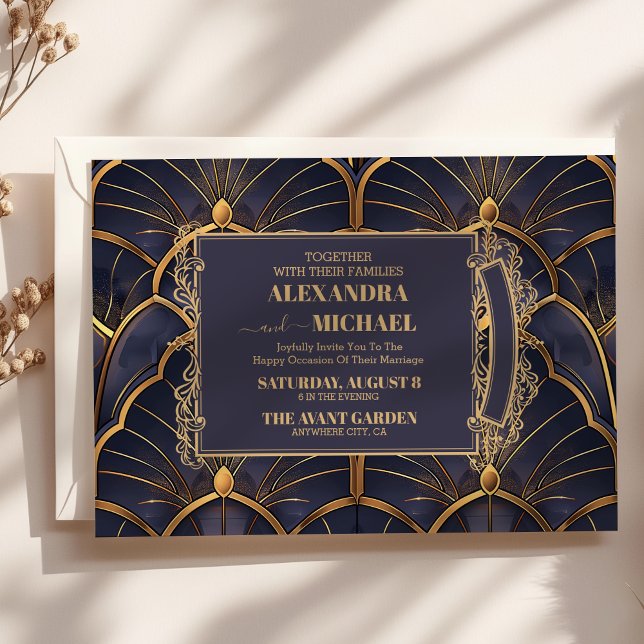 Purple Vintage Art Deco Wedding Invitation (Creator Uploaded)