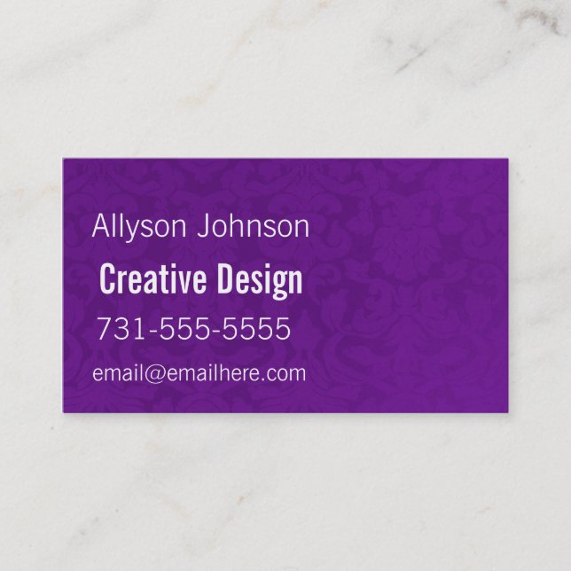 Purple Vintage Background Business Cards (Front)