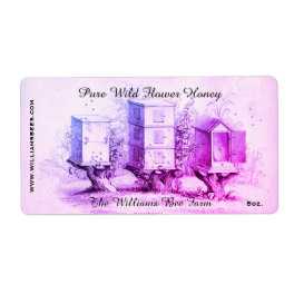 Purple Vintage Bee Hives Honey Jar Label
