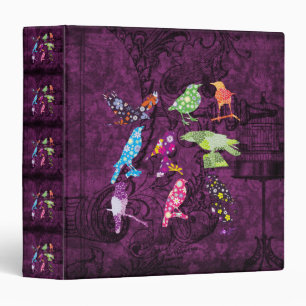 Purple Vintage Birdcage & Birds Binder/Photo Album Binder