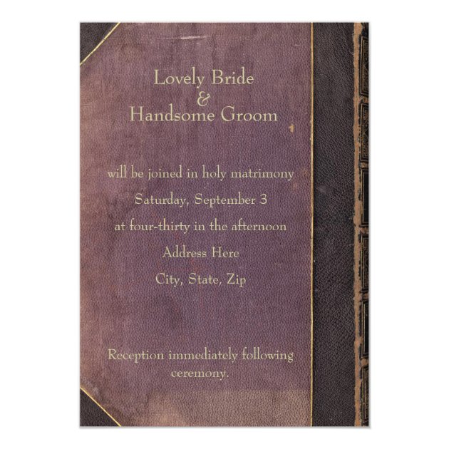 Purple Vintage Book Wedding Invitation