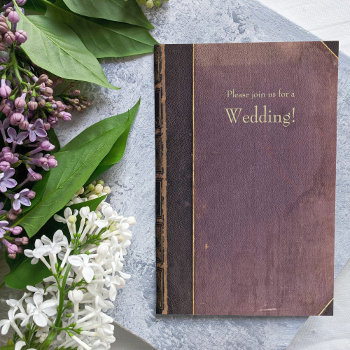 Purple Vintage Book Wedding Invitation by RiverJude at Zazzle