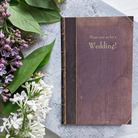 Purple Vintage Book Wedding Invitation