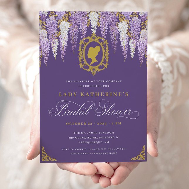 Purple Vintage Bridal Shower Invitation (Creator Uploaded)