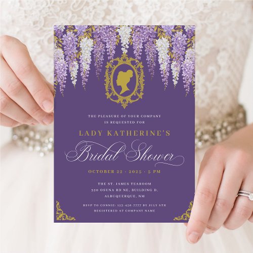 Purple Vintage Bridal Shower Invitation