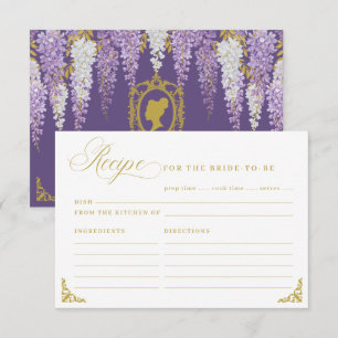 Purple Vintage Bridal Shower Recipe Card