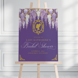 Purple Vintage Bridal Shower Welcome Foam Board