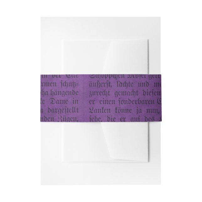 Purple Vintage Calligraphy Invitation Belly Band (Front Example)