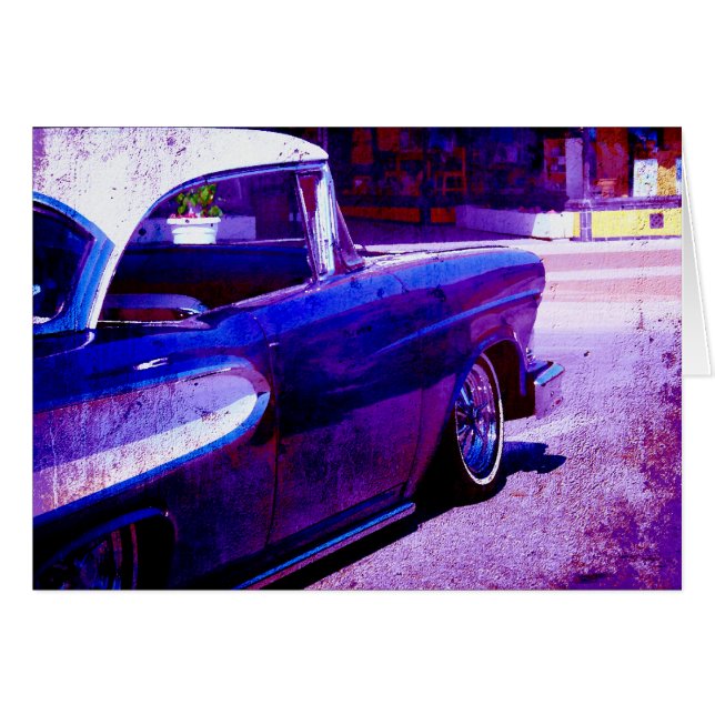 Purple Vintage Car Grunge Digital Art All Occasion Cards (Front Horizontal)