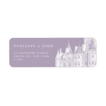 Purple Vintage Castle Illustration Wedding Return