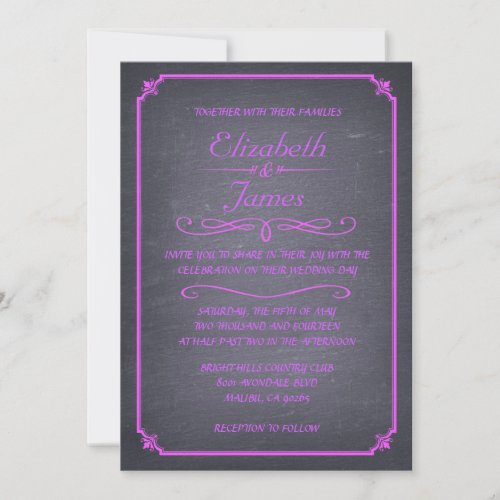 Purple Vintage Chalkboard Wedding Invitations